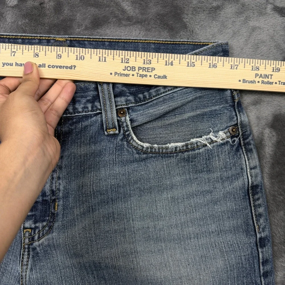 Lucky Brand 181 Bootleg Jeans Mens 34x30 Blue Denim Distressed Bootcut Cotton
